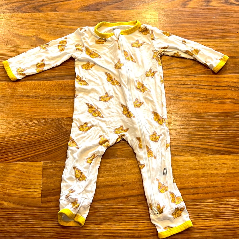 Kyte baby romper 3-6 month yellow butterfly print
